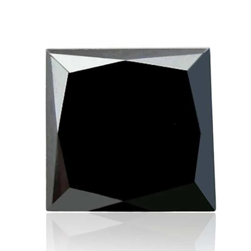 SICGEM Moissanite Supplier Princess Square VVS 1 D  Fancy Opaque Black Color Gem Loose Moissanite Diamond For Jewelry Making