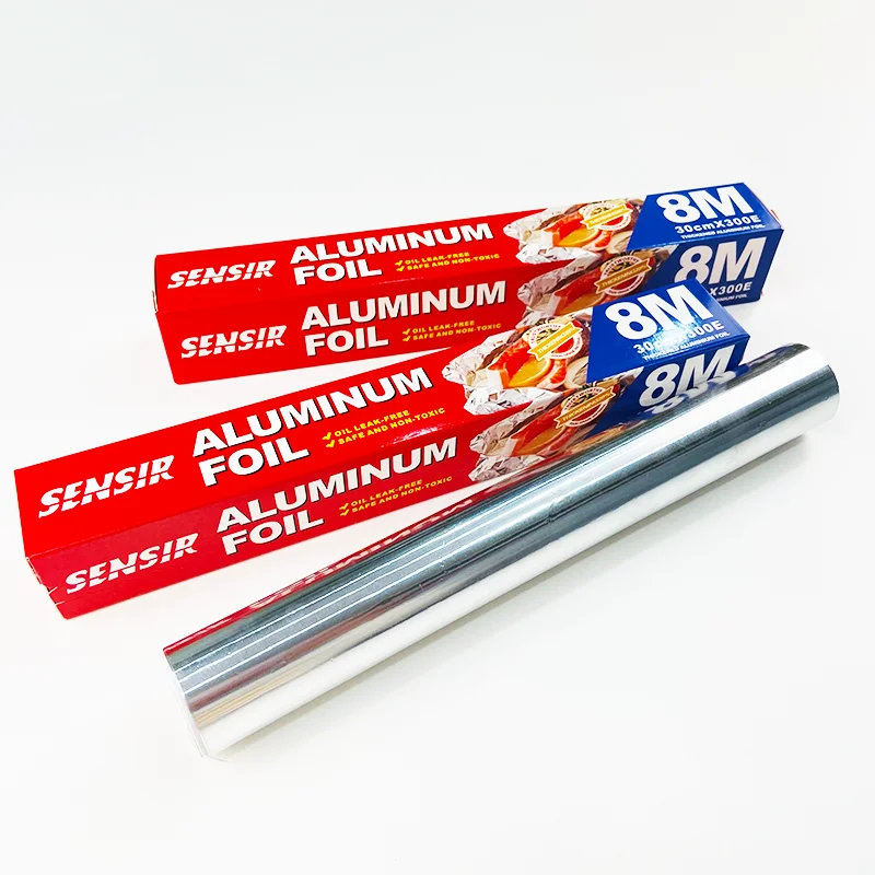 
China Manufacturer Silver Color Food Grade Household Aluminium Foil Rolls for Kitchen Food Packaging 
