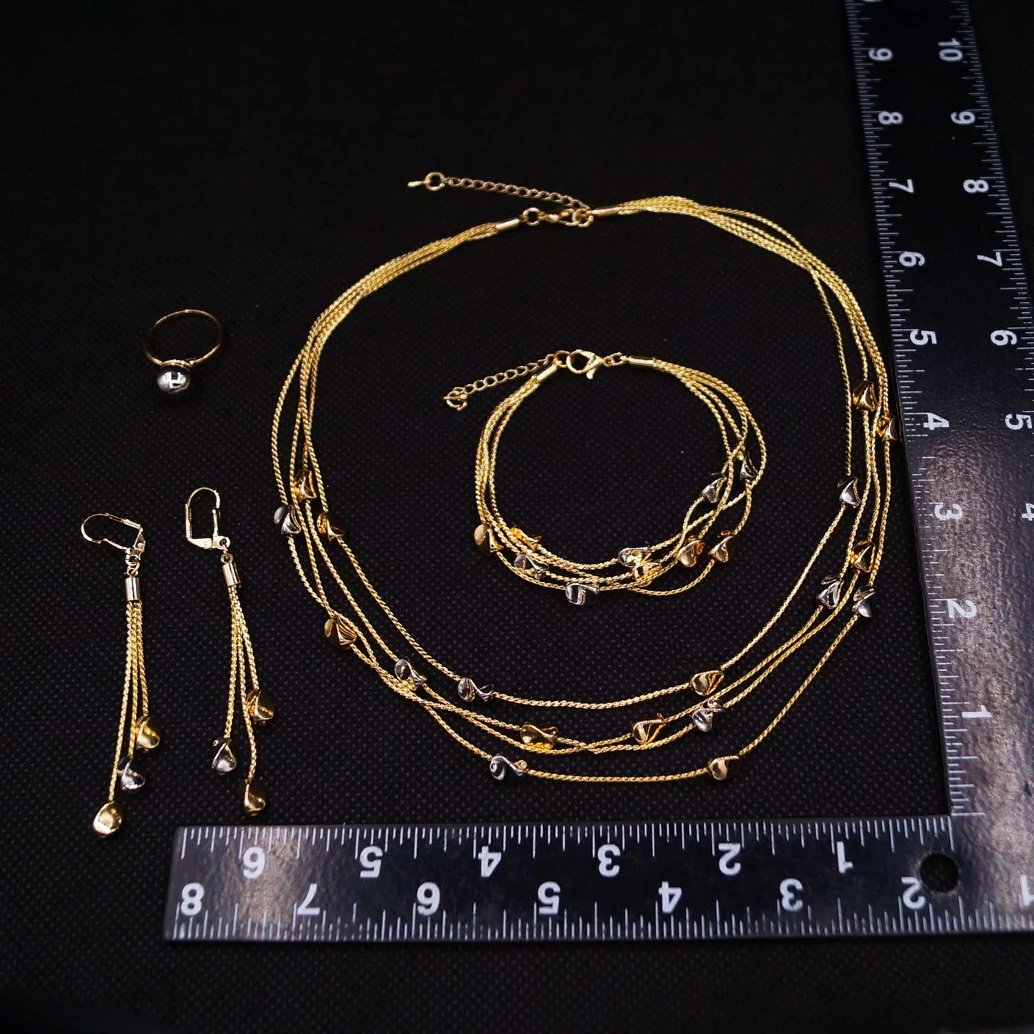 Yulaili Dubai Gold Style Alloy Gold Plated Jewelry Multi-layer Chain Fashion Necklace Earrings Ring Bracelet