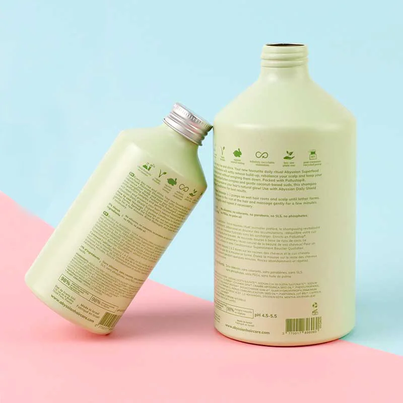 High quality OEM eco friendly empty aluminum bottle custom print  shampoo and conditioner bottle 250ml 500ml 750ml
