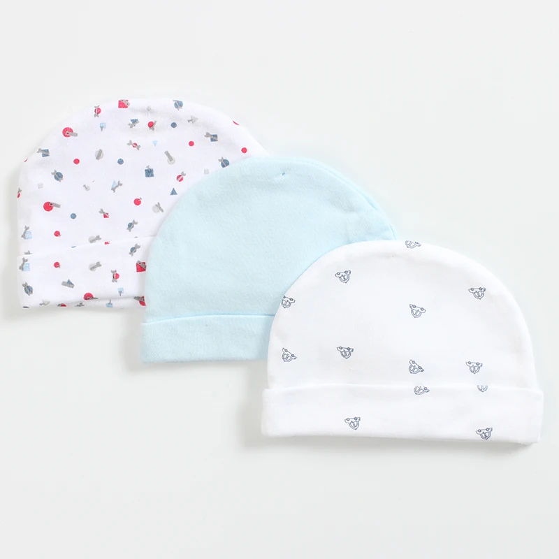 Candy color 3pcs in one set allseason cheap unisex newbron cotton baby hat protect forgirls and boys