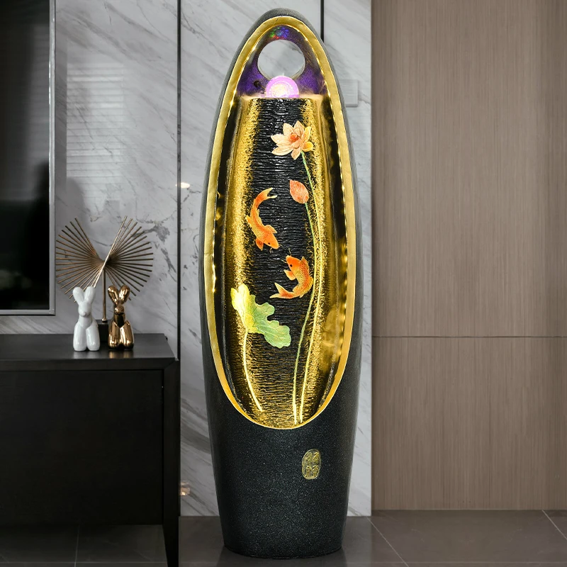 Attracting wealth, displaying flowing water, decorating Feng Shui balls, decorating living rooms, indoor fountains, landscapes
