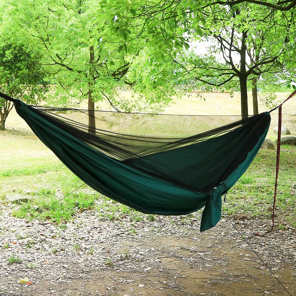 Custom 210T Nylon Portable 2 Person Portable Outdoor Parachute Camping Mosquito Net Hammock Rain Fly Tarp