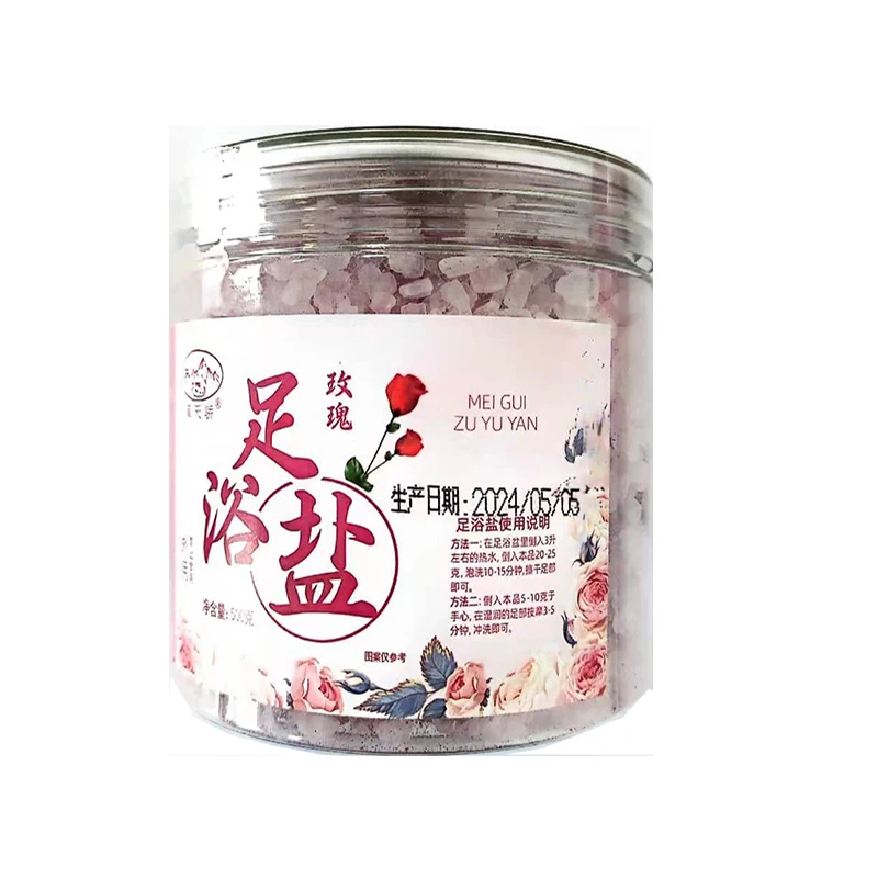 Rose Foot Bath with Unrefined Pink Lake Salt Comfortably Soak Your Feet in Natural Raw Material Bottle Packed