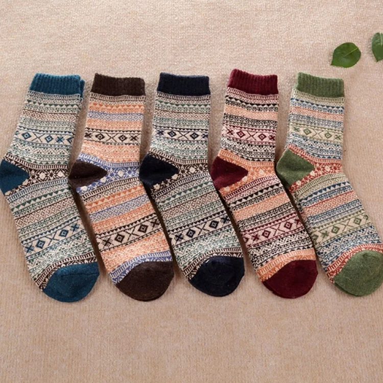 Custom thick autumn winter warm stripe wool business men socks