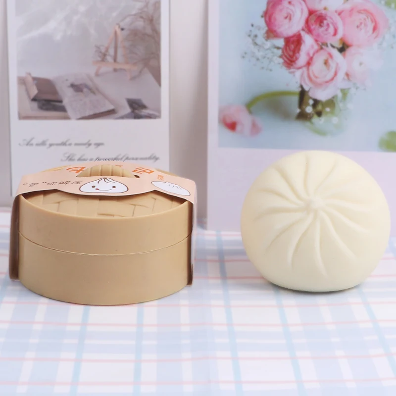 Hot sale Hot Dumpling Baozi Dough Squeeze Toys Squishy Stretchy Bounce Stress Balls with Steamer Stress Relief Squeeze Toy