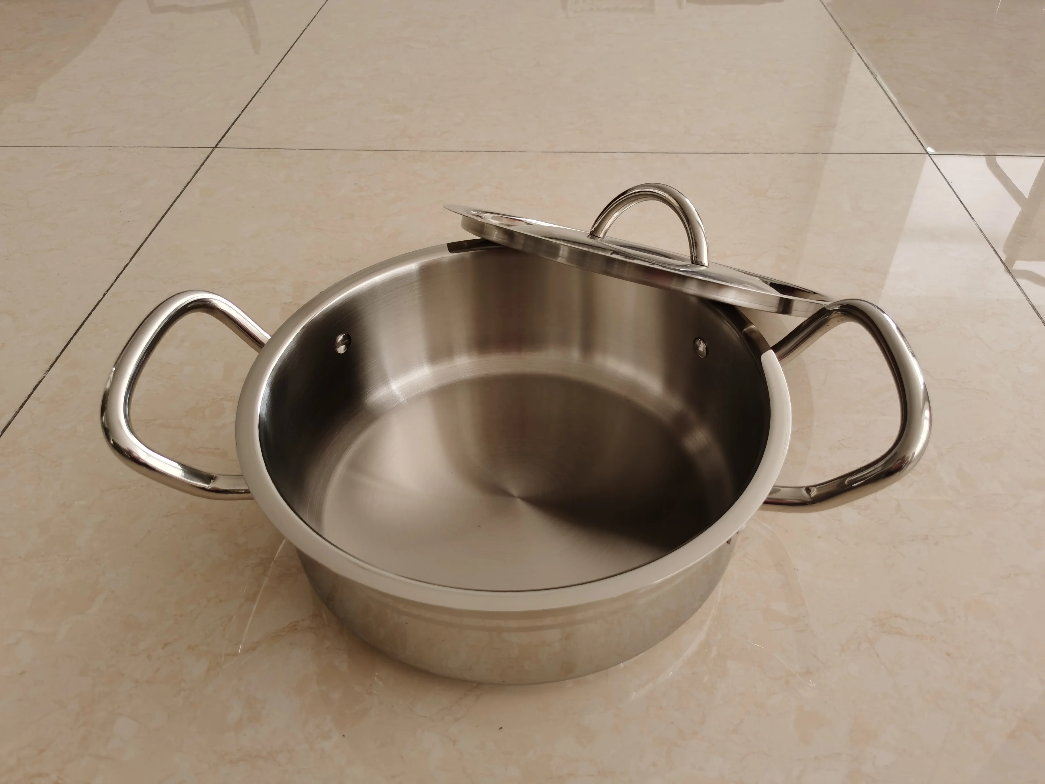 Stainless Steel Casserole Grill Pan Low Pot for Home Kitchen Cooking