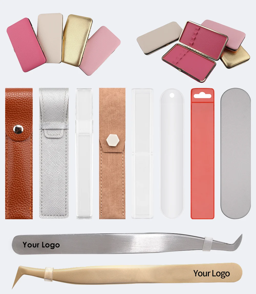 custom logo fiber tip lash tweezers for eyelash extension mega volume eye lash tweezers private label