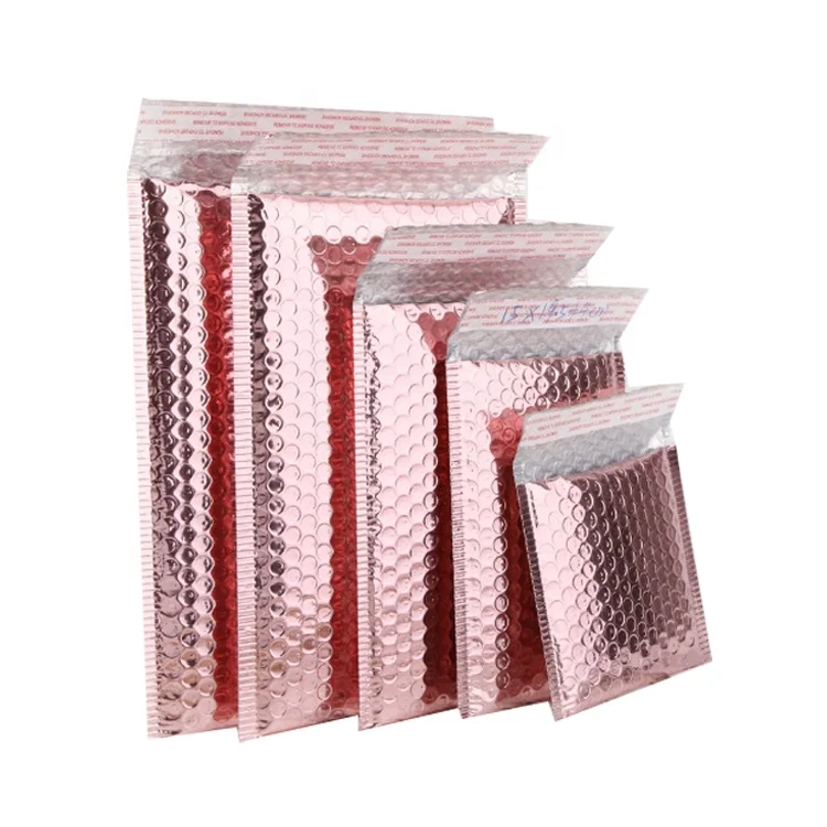 Custom Courier Shipping Padded Envelope Mailing Bags Rainbow Shiny Holographic Metallic Bubble Mailer