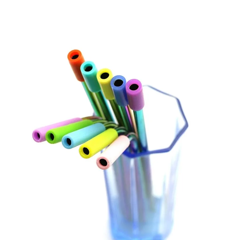 8mm 10mm 12mm Wholesale Reusable Straws Tips Silicone Collapsible Drinking Steel Straw Covers Travel Case