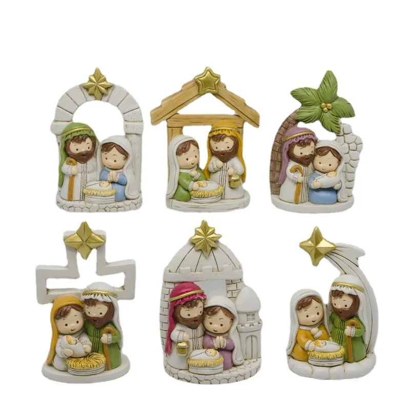Creative Religious Souvenirs Home Decoration Horse Trough Set Ornaments Religious Birth Decoration Resin Crafts