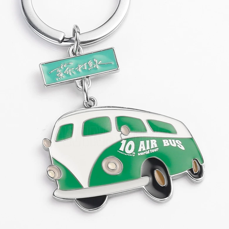 Custom Metal Van Bus Soft Enamel Logo Keychains for Rock Band Fan Souvenir Gifts