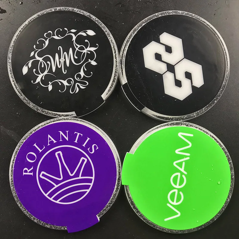 Customized Plastic LED Light-up Coaster Round Square Weight Activated Smart Led Coaster