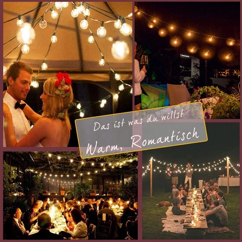 G40 Edison Incandescent String  UK 25Lamps Garden Outdoor Christmas decorative character string lights