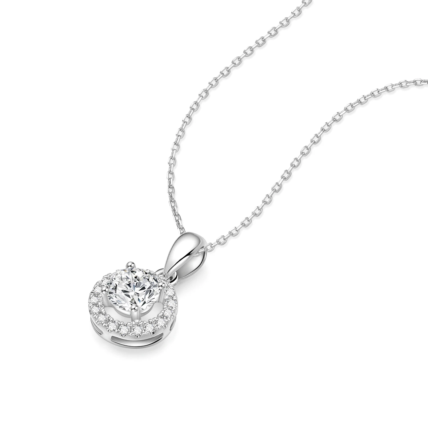 Solitaire 0.3CT DE VS Lab Grown Diamond Pendant Charm Halo Cluster Setting Pendant without Chain for Gifts
