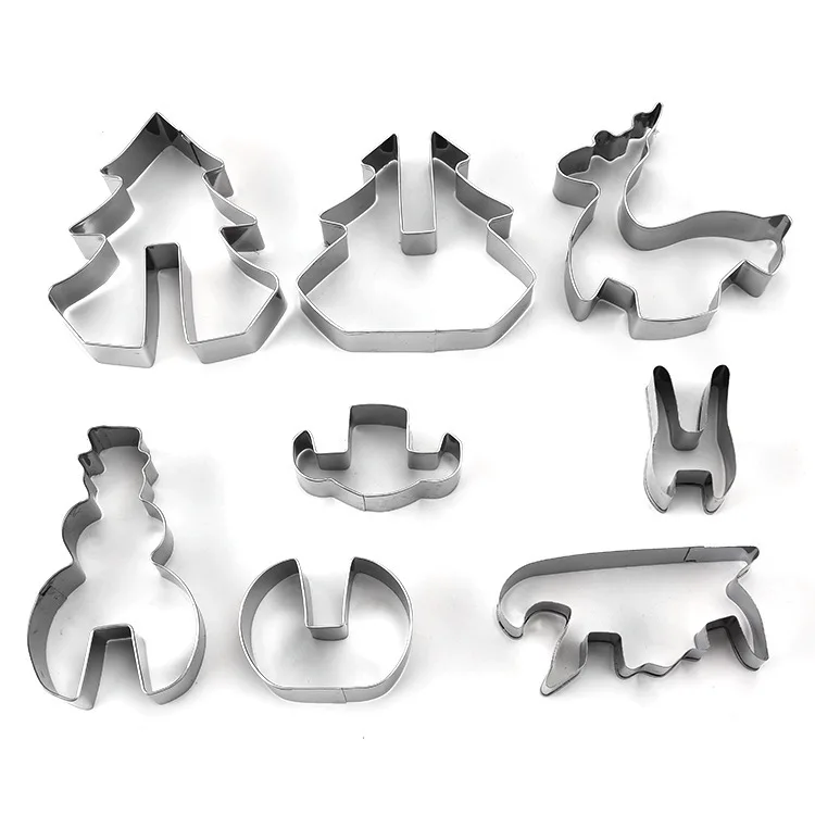 Hight Quality 8 Pcs 3d Pastry Biscuit Metal Mold Set Christmas Fruit Vegetable Cookie Cake Cutters