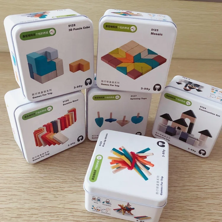 Children Wooden Educational Travel Toy with Iron Box