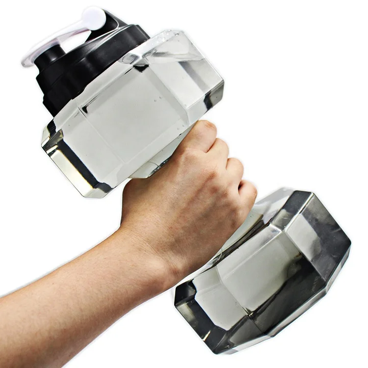 Custom Big Capacity PET Plastic Sports Gym Weight Lifting Hex Dumbbells Shape Drinking Water Bottles