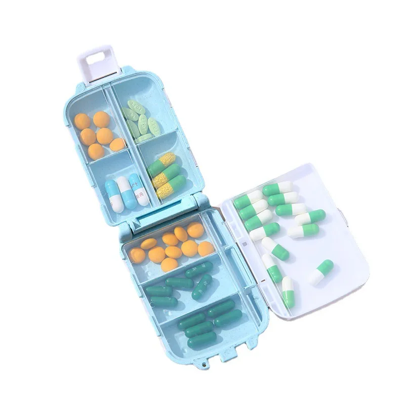 Customized Wholesale Portable Folding Three-Layer Eight- Compartment Accept Printing Logo Storage Small Pill Boxes