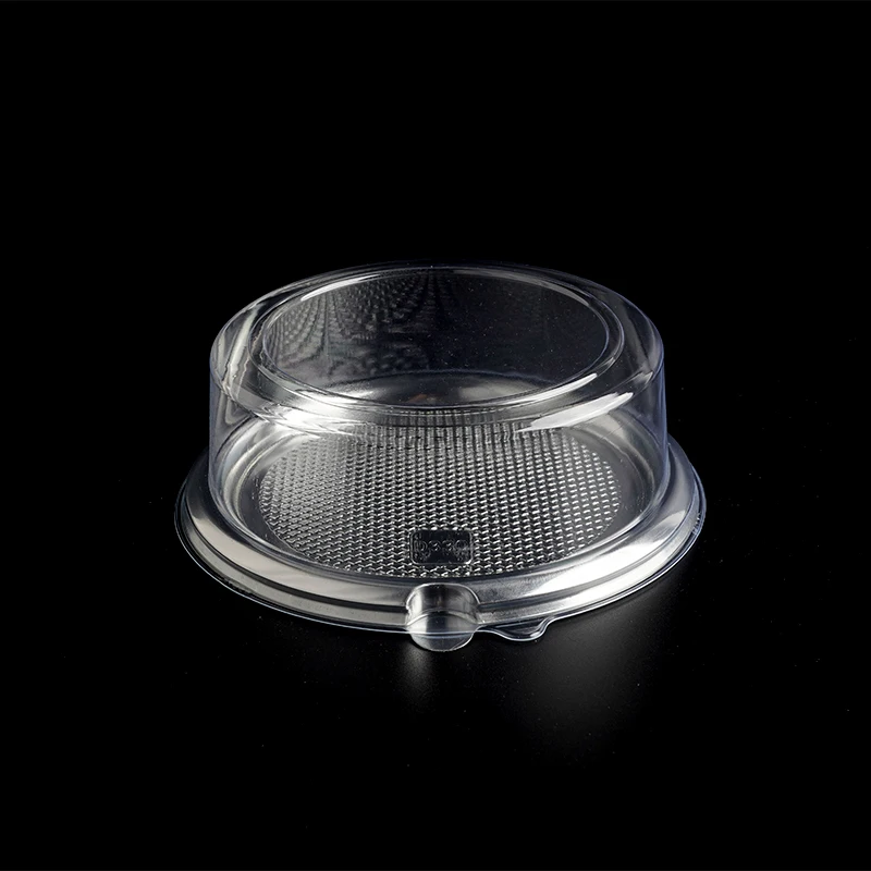 Custom Transparent Handmade Cake Packaging Box Luxury Golden PET Disposable Plastic cake Container with anti-fog lid