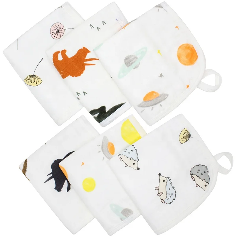 Органический хлопок, бамбук, 6 слоев, муслиновая детская мочалка, полотенца для лица для новорожденных с чувствительной кожей