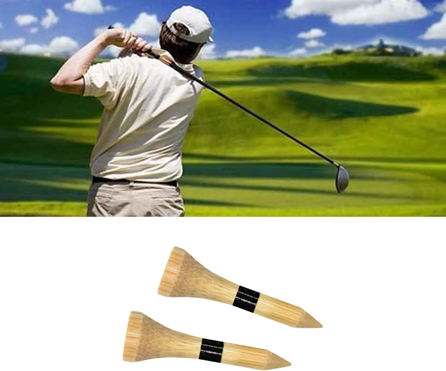 Golf Tees Durable Bamboo Tees  Friendly Biodegradable Material Reduce Friction Side Spin More Stable