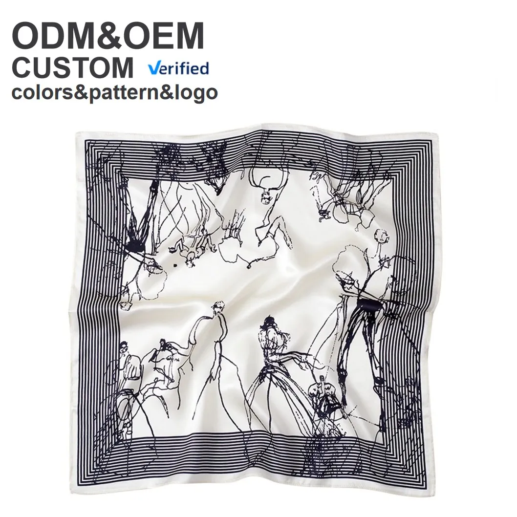 Простой стиль Шелковый маленький квадратный шарф с принтом рисунок рисунком весна-лето Декоративная Сумка Для Галстука