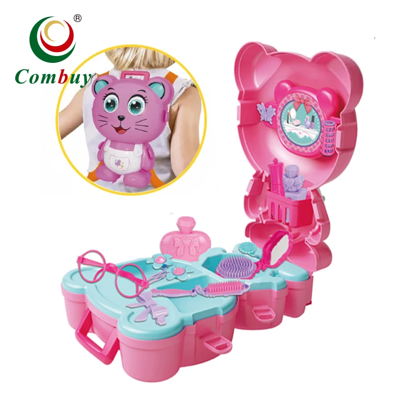 Girls backpack pretend play game dress kids makeup toys