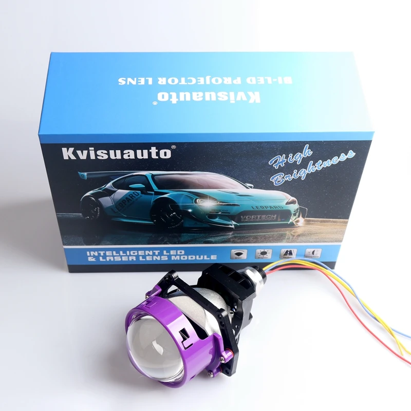 CQL KVISUAUTO R14 Double reflector 64w 70w 1.8 inch 2.0 inch 2.5 inch 3 inch bi led projector high clear blue lens