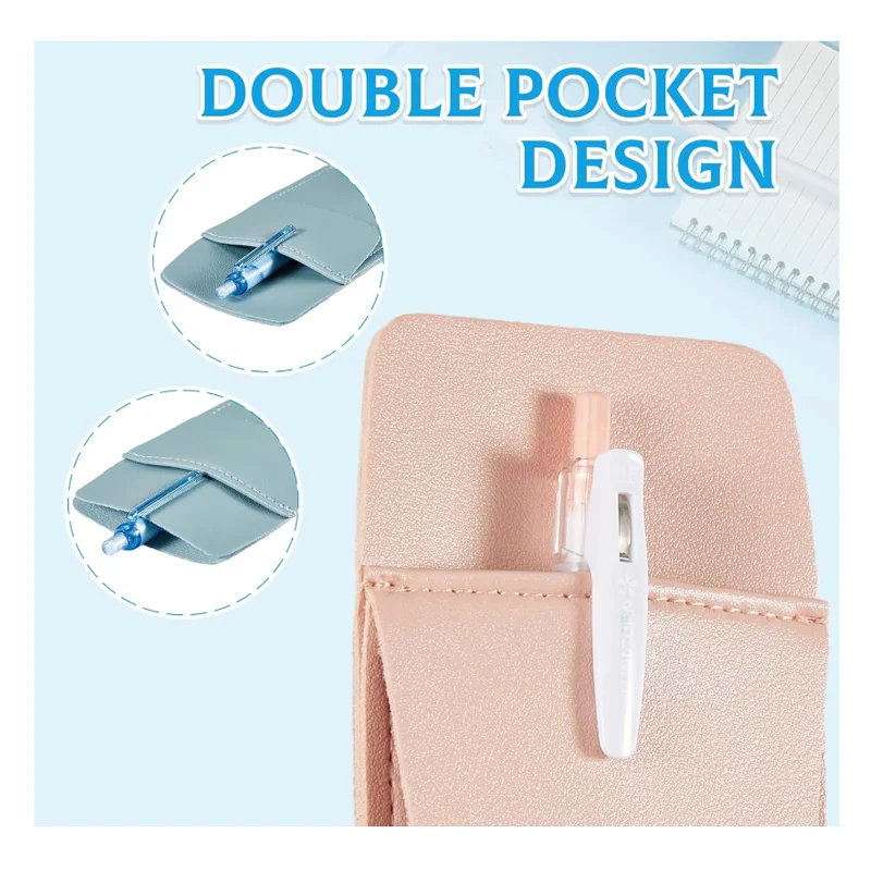 Custom Fashion Pouch Nurse Pen Holder For Shirts PU Leather Pen and Pencil Case with Front Pocket Doctor Pencil Sleeve Holder