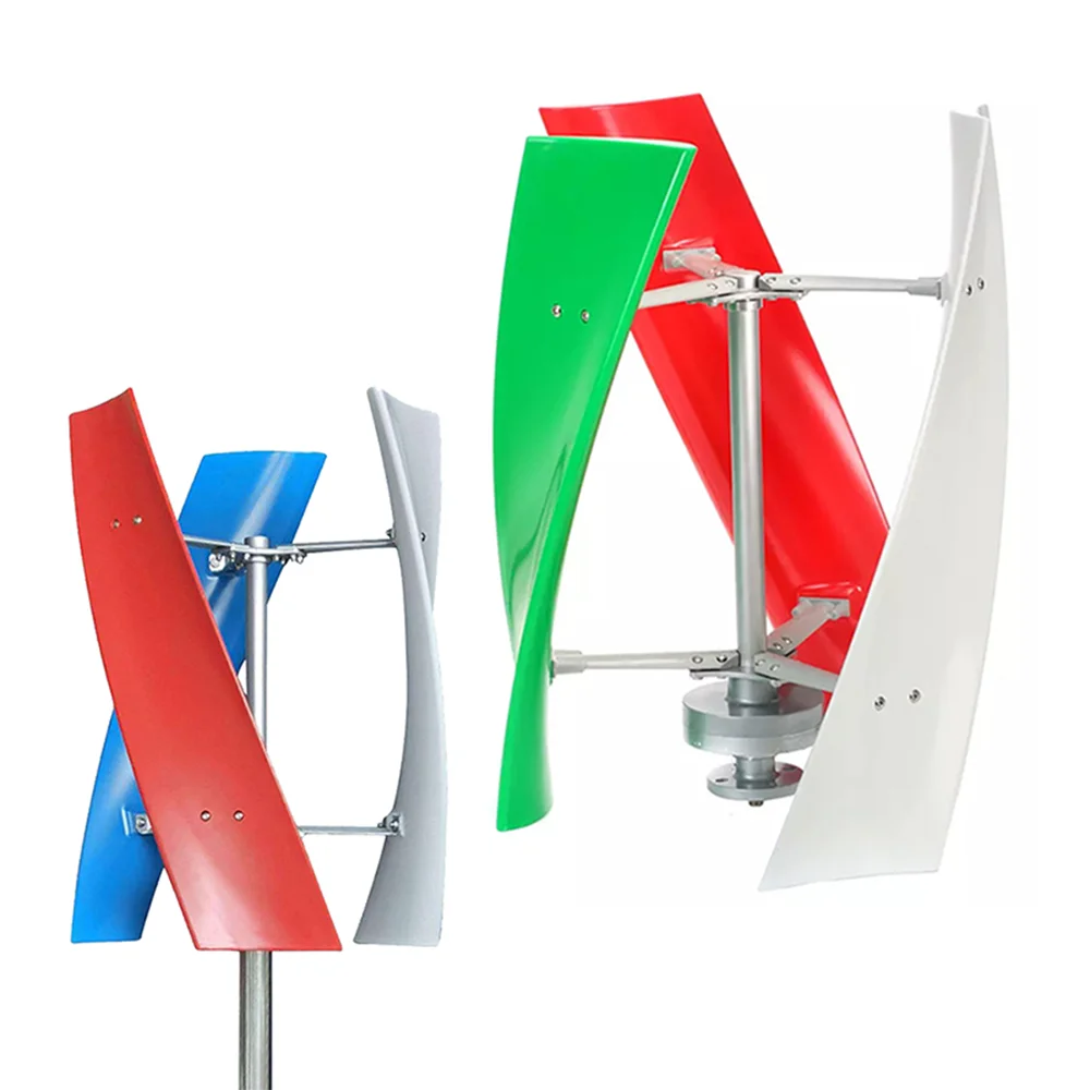 Grid Tie Solar Hybrid Home Generator Pitch Cotnrol Blades Battery Charge Vertical Wind Turbine