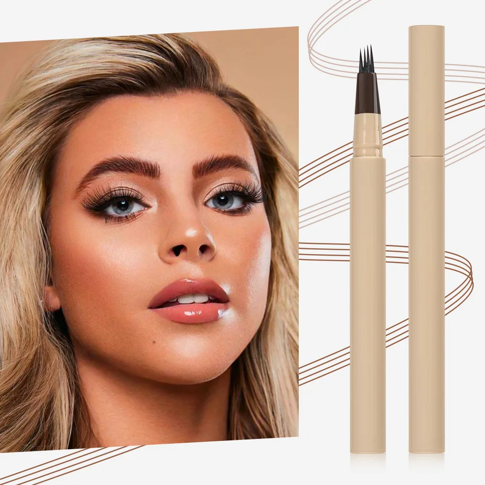 4 Point Waterproof eyebrow  microblading trimmer wax fork pencil and pen for women container private label custom eyebrow pen