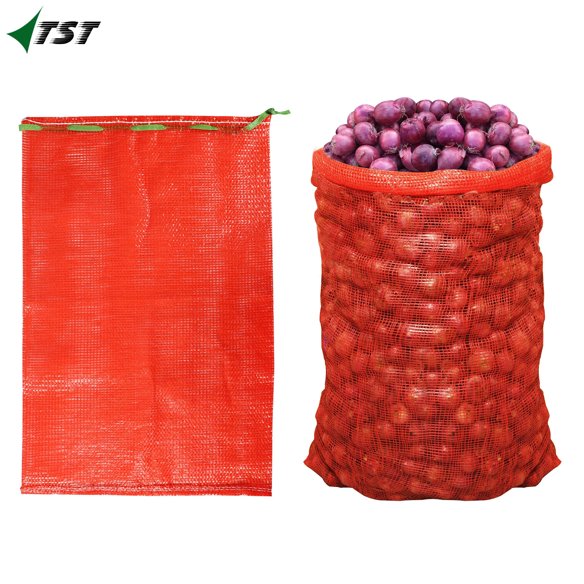 red onion sack mesh net bag with drawstring from China supplier 50kg 25kg