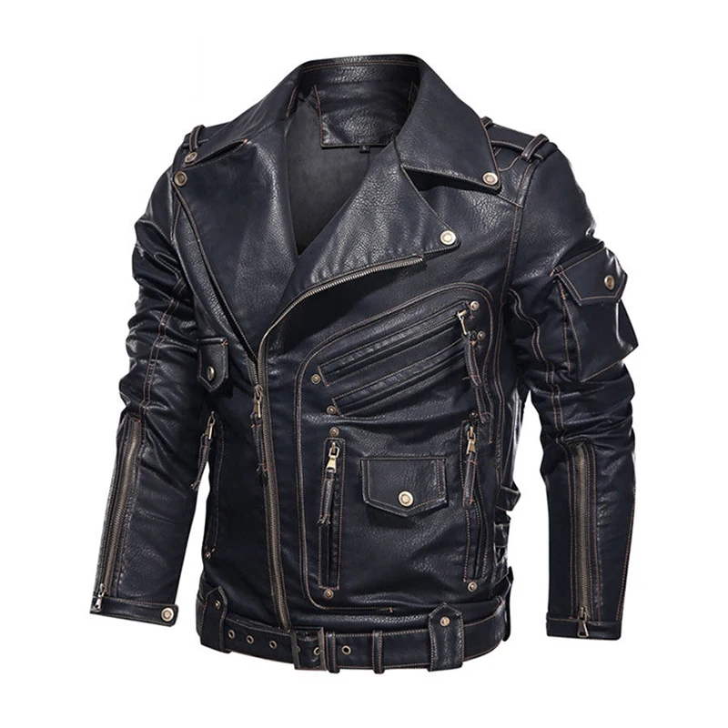 100% Real Motorbike Wholesale High Quality Warm Motorbike veste en cuir homme jacke Leather jacket