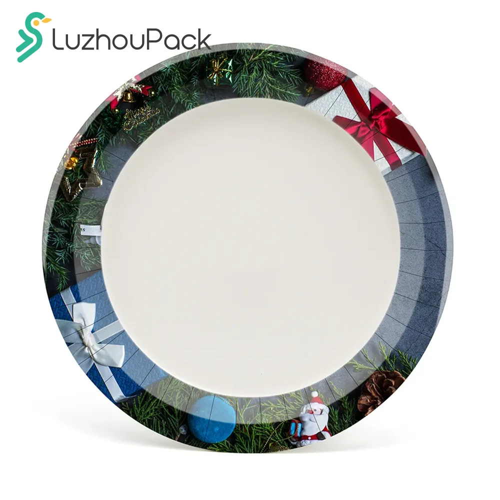LuzhouPack Party Tableware Set Sweet Dishes Large Paper Plates Disposable Round Paper Food Serving Dishes