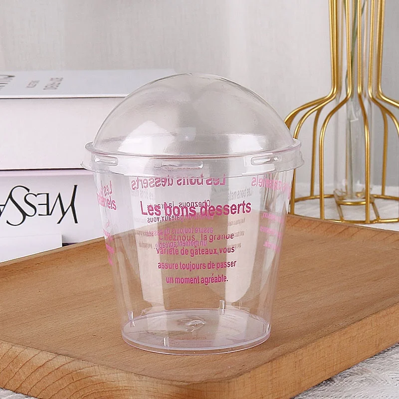 Disposable Ice Cream Yogurt Mousse Cup Plastic Jelly Pudding Dessert Cake Cup Round Cup with Dome Lid