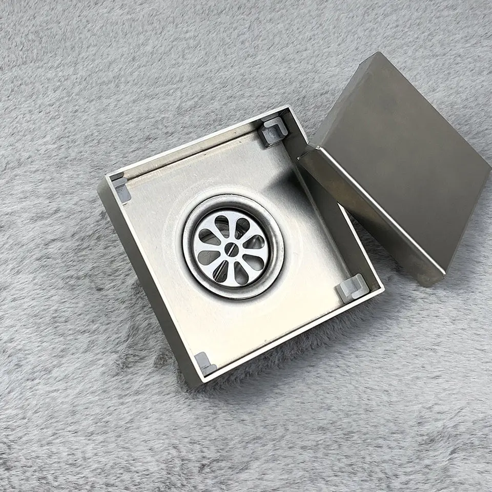Aojie Commercial Stainless Steel Brushed Rectangle Linear Shower Floor Drain Cover For Kitchen Bathroom