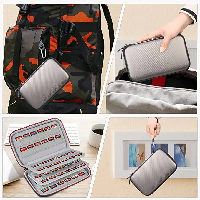 Черная сумка для хранения игровых карт 80 в 1 EVA чехол переключения SD