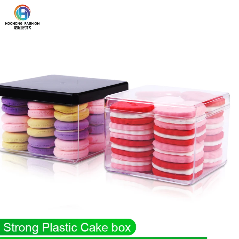 Factory Wholesale Disposable Tiramisu Cake Plastic Container, Square Clear Plastic Dessert Box for Cookie Biscuits Candy