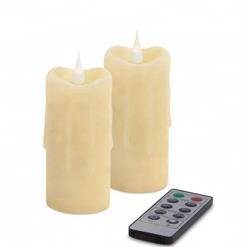 3D flameless LED candle light  set 3 candles real paraffin wax led candles with remote control 2C battery 2/4/6/8 timer function