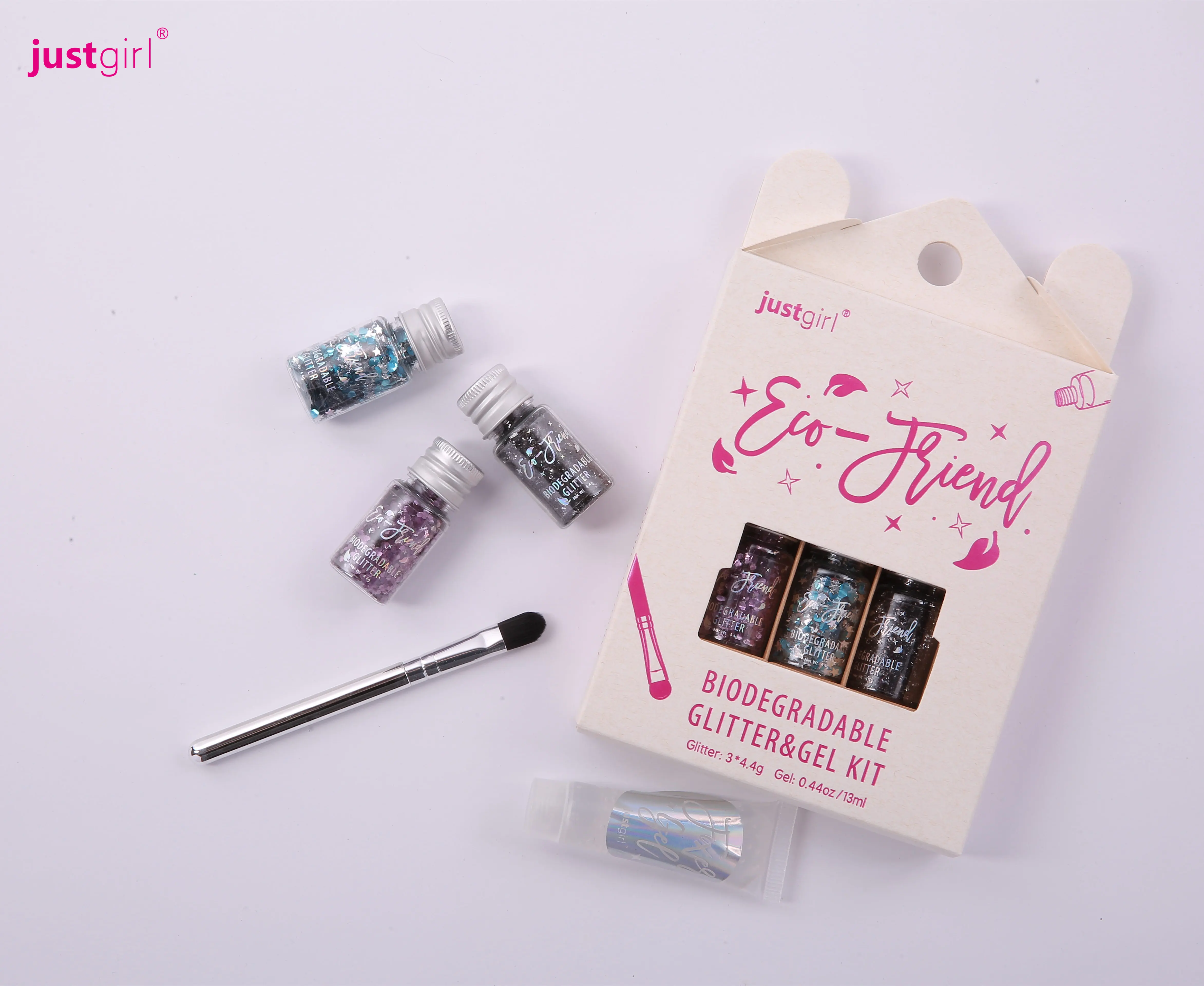 Just Girl All Certification Non Toxic Hair Face Nail Body Biodegradable Glitter & Gel Kit for Party Makeup Girls Use