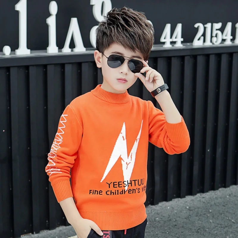 
New arrival children boys breathable and comfortable o-neck long sweater 
