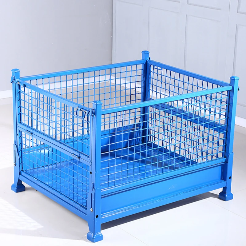 Heavy duty durable folding stacking warehouse storage steel wire mesh stillage cage