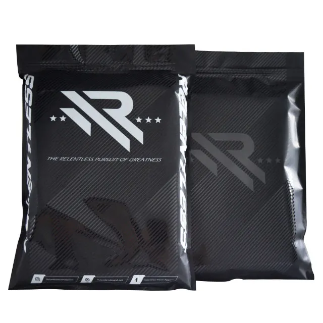 Custom UV Printed prime branded packing garment zipper  shiny clothes bag zip lock black Frosted luxury women clothing packaging