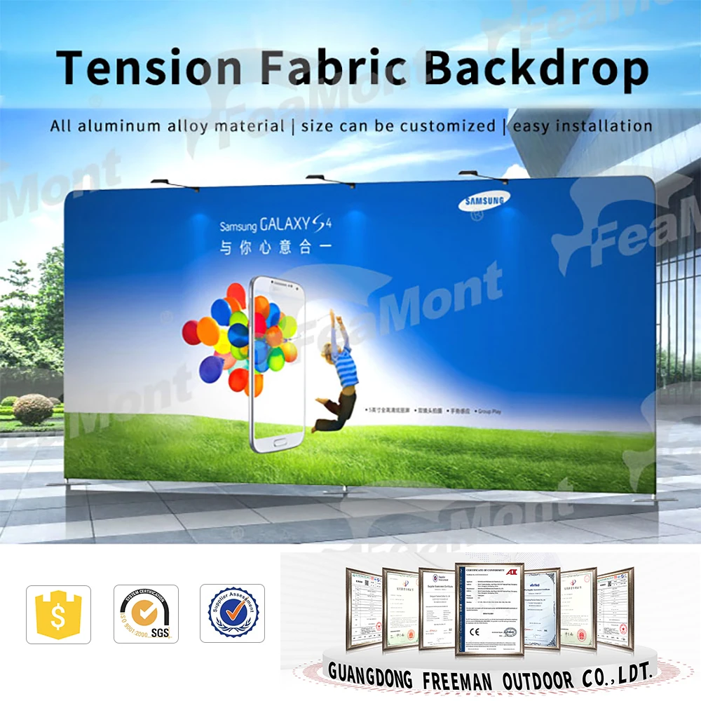 FEAMONT Portable Pop up Display Stand 3*4 Aluminum for Sports Promotion Knitted Printed Advertising Equipment Travel Agencies