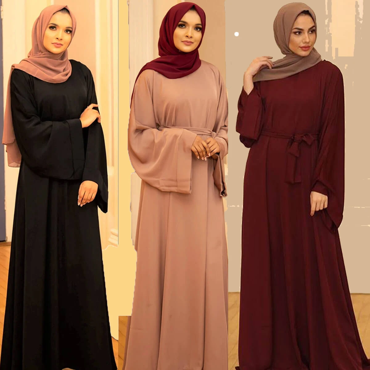 2022 Amazon Best Seller Maxi Long Sleeve Middle East Arabic Islamic Clothing Robe Women Modest Abaya Muslim Dress For Ladies