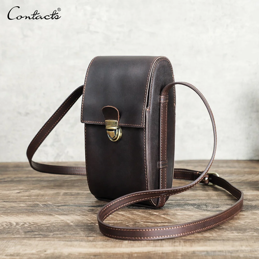 Women RFID Blocking Mobile Phone Bags Oil Leather Messenger Crossbody Mobile Phone Bags Cases for Phone 6.7 inch