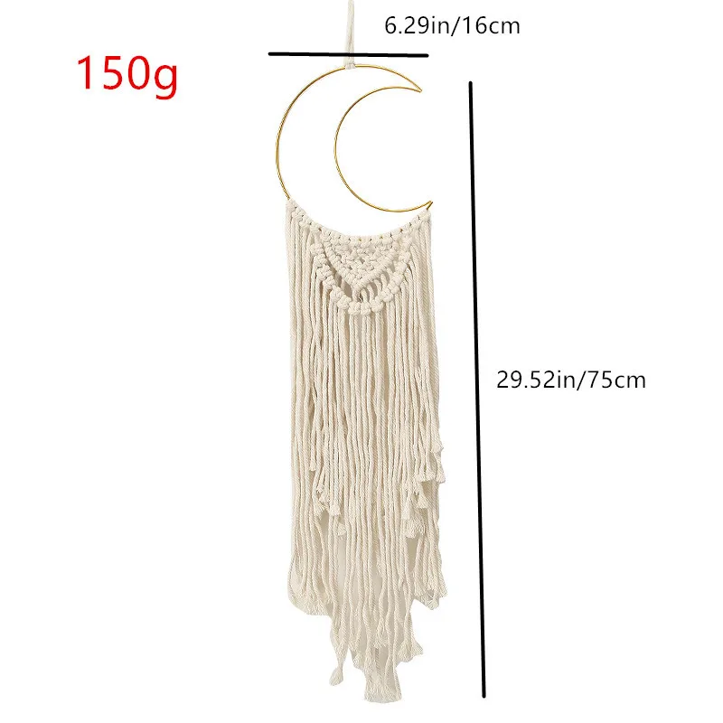 Moon Macrame Wall Hanging Boho Rope Woven Dream Catcher Wall Decor Chic Home Decoration