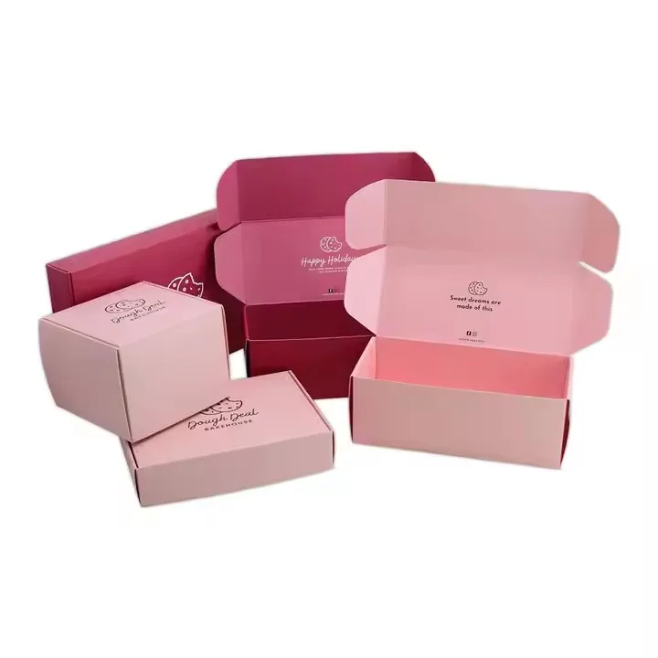 Wholesale custom logo bakery packaging food grade pink paper mochi donut packaging cookie dough delivery cookie boxes with bags
