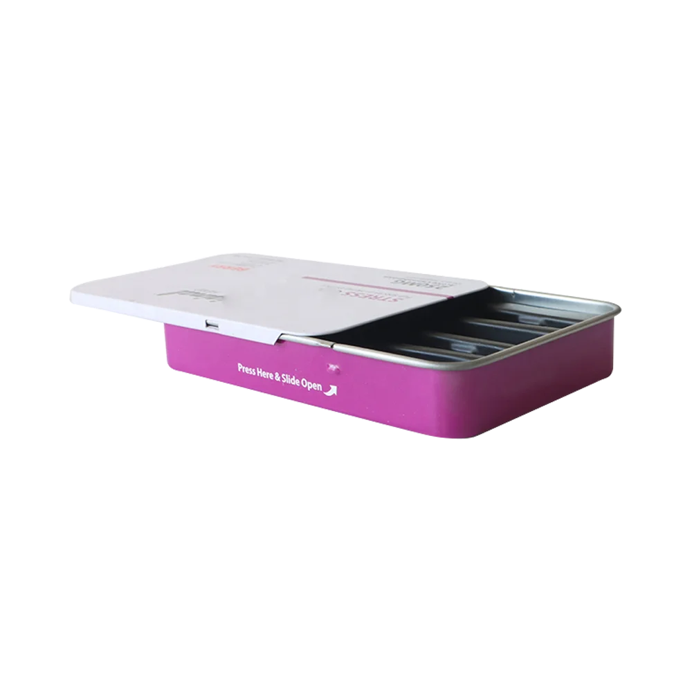 Slide Tin Box Packaging Resistant Custom Aluminum for Prerolls Tin Can Child Tobacco Ultra Tin Box Metal Square Black KP
